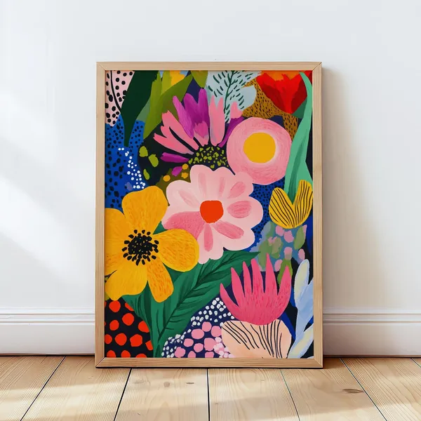 Colorful Abstract Floral Art Print, Bold Botanical
