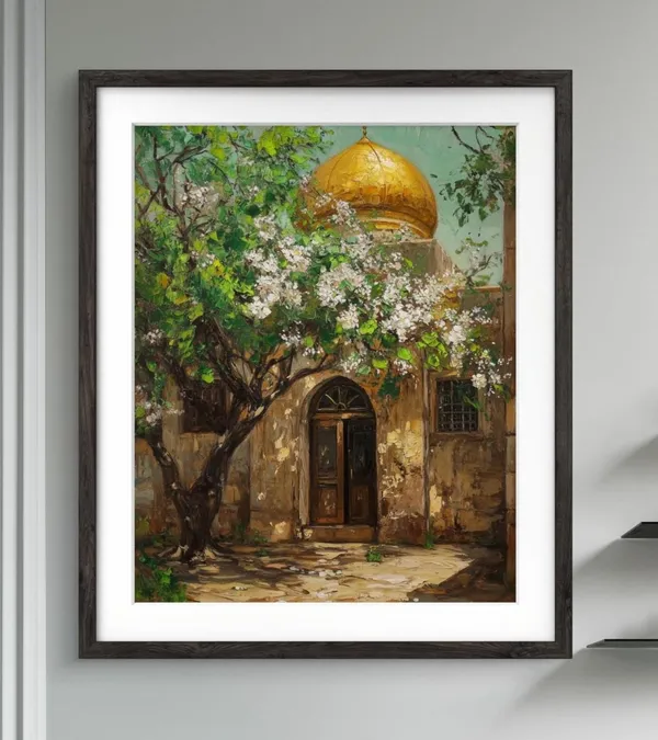 Arabic Mosque Art Print, Islamic Architecture Decor