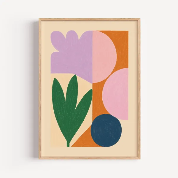 Botanical Geometric Abstract Color Block Art Print