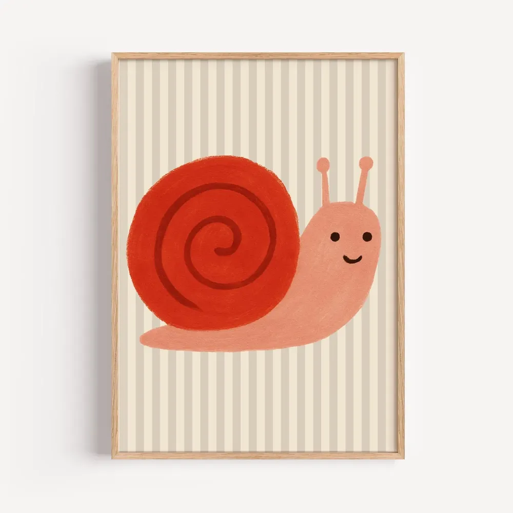 Happy Snail Print, Whimsical Animal Art