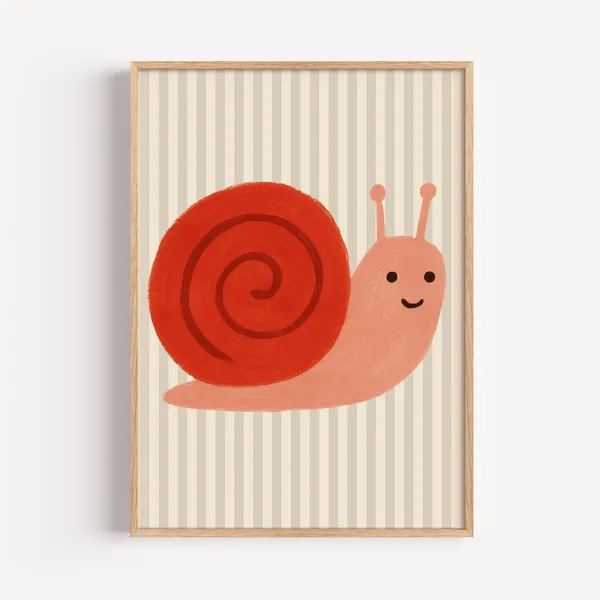 Happy Snail Print, Whimsical Animal Art
