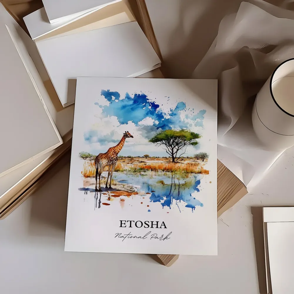 Etosha National Park Watercolor Travel Poster Art Print - Image 6