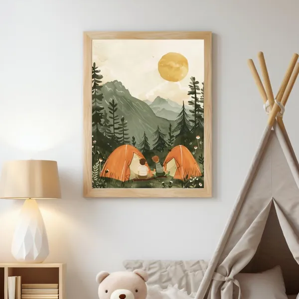 Vintage Camping Poster, Boys Room Adventure Wall Art Print