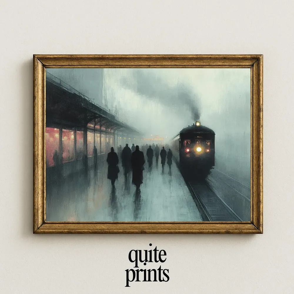 Impressionism Train Station Vintage Style Art Print