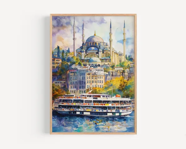 Istanbul Watercolor Art Print, Turkey Travel Poster