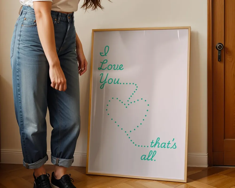 I Love You Text And Heart Poster - Image 3