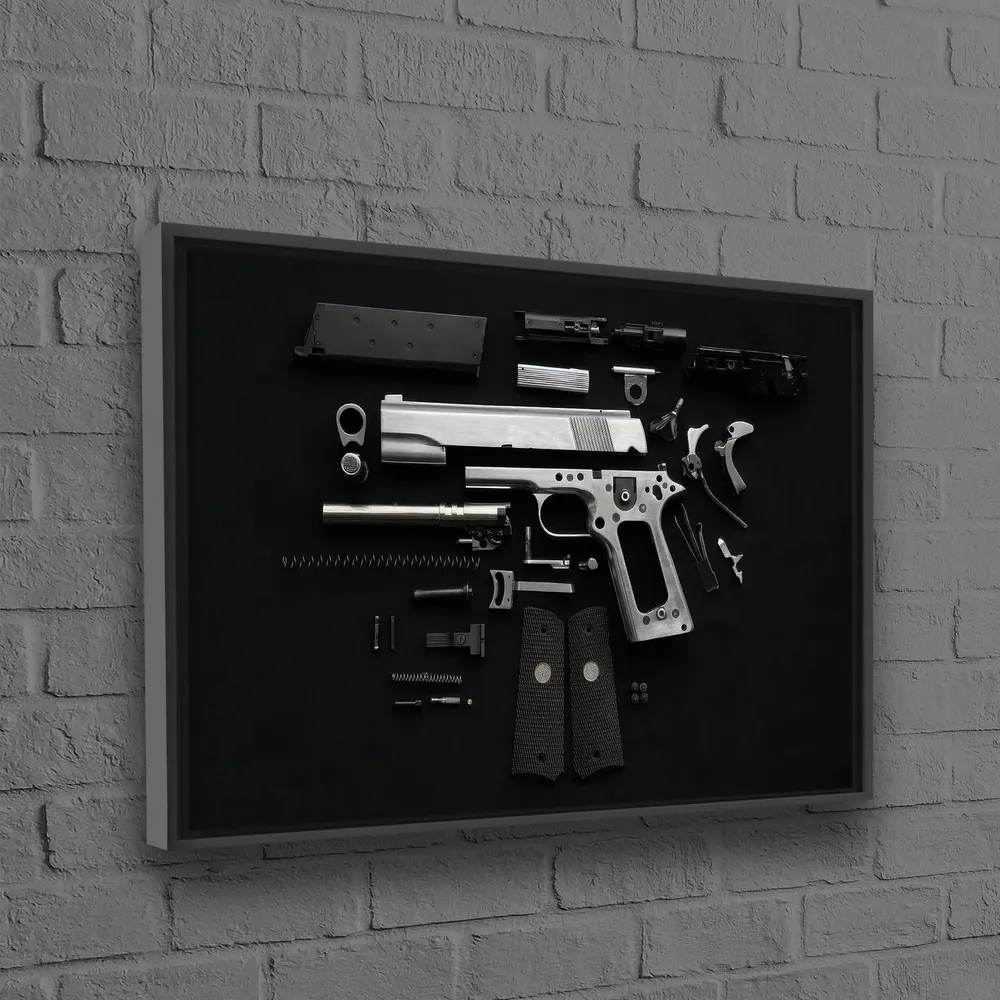 Disassembled Gun Artwork, Modern Room Decor Art Print