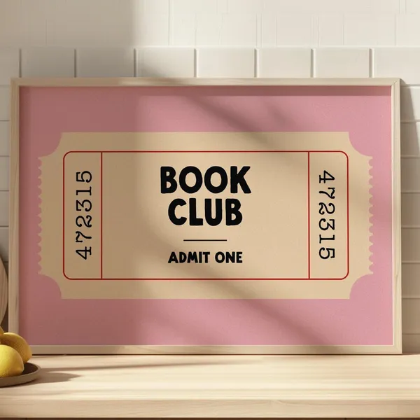 Book Club Retro Ticket Library Reader Art Print