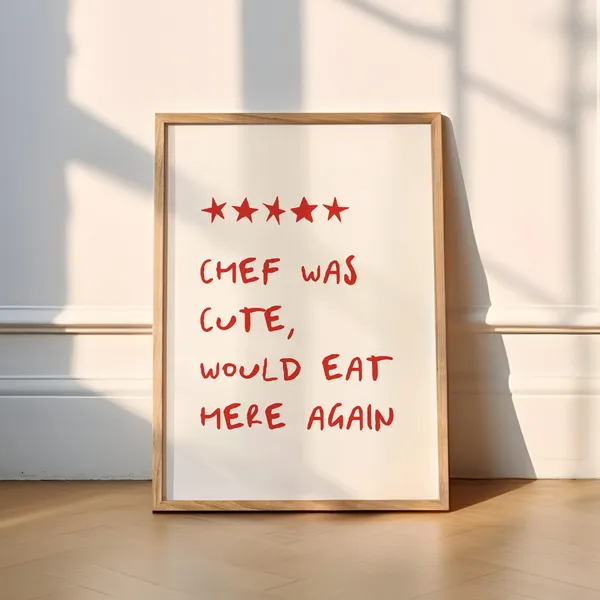 Funny Chef Review Art Print, Kitchen Foodie Humor