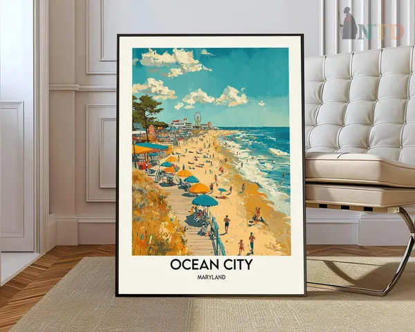 Ocean City Travel Poster, Maryland USA Art Print