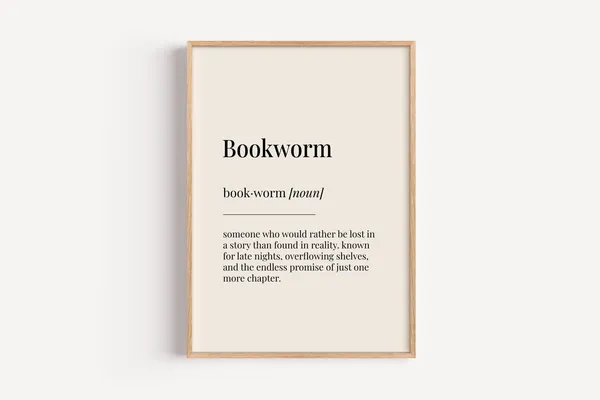 Bookworm Definition Dictionary Poster, Home Office Art