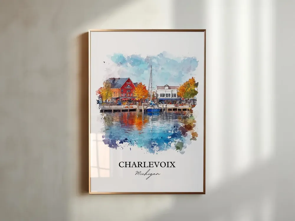 Charlevoix, MI Watercolor Travel Poster - Image 5