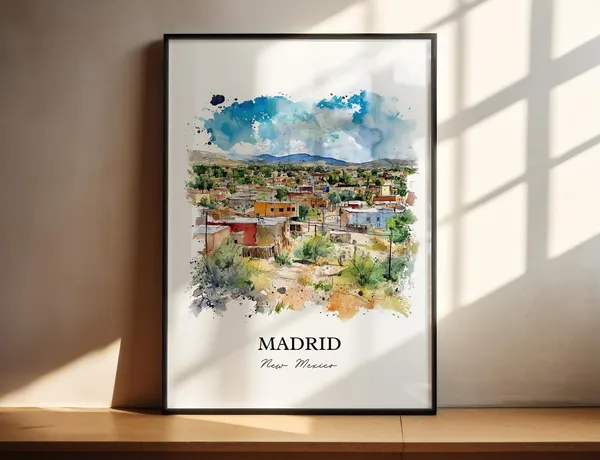 Madrid Nm Watercolor Travel Poster, New Mexico