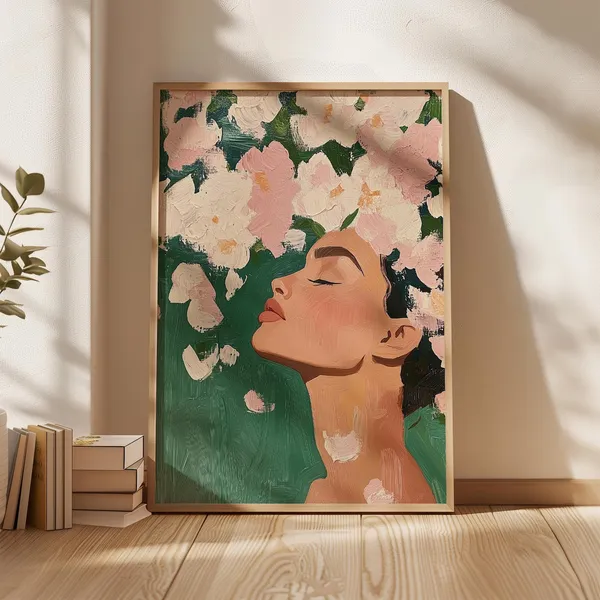 Floral Woman Portrait Abstract Botanical Art Print
