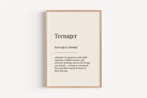 Teenager Definition Dictionary Poster, Funny Bedroom Decor