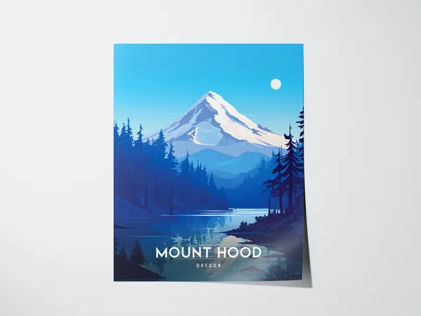 Mount Hood Art Print, Pacific Northwest Mountain Decor