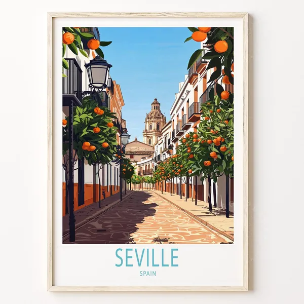 Seville Spain Travel Poster, Personalized Gift