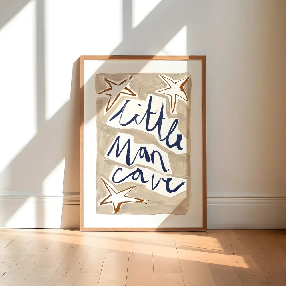 Little Man Cave Art Print, Neutral Boys Room Decor
