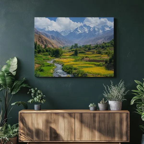 Afghanistan Landscape Art Print, Vibrant Mountain Scene