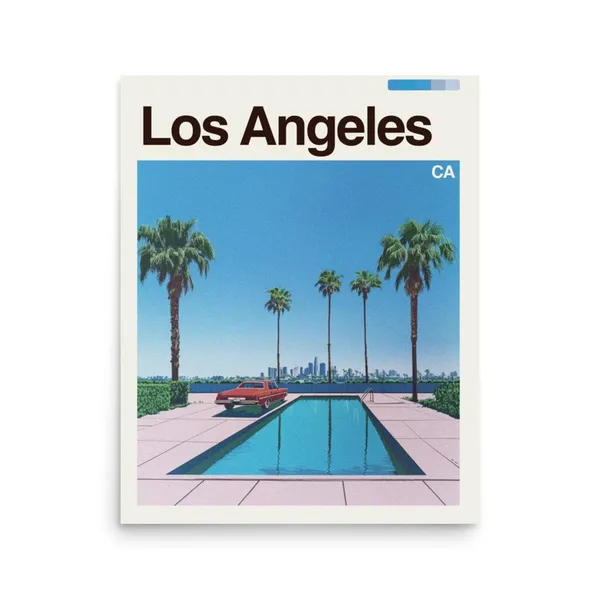 Los Angeles Travel Poster, Hollywood Decor Art Print