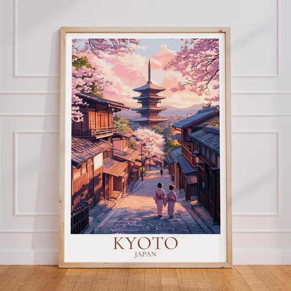 Kyoto Vintage Travel Poster, Japan Art Print