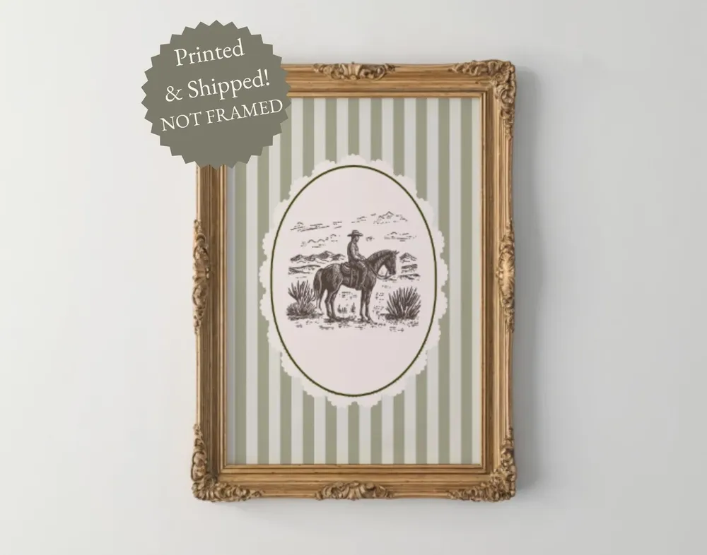 Vintage Cowboy Print, Rustic Western Nursery Art