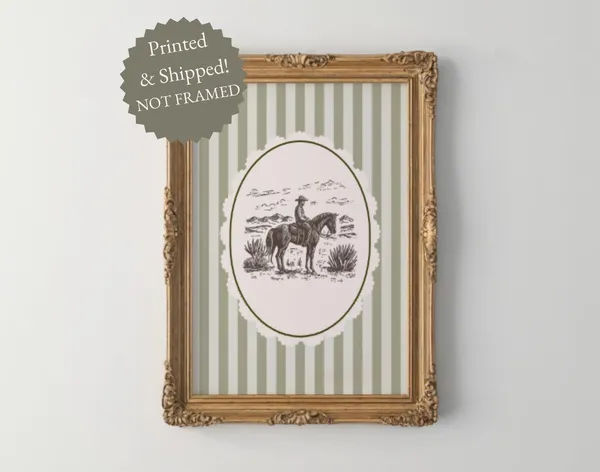 Vintage Cowboy Print, Rustic Western Nursery Art