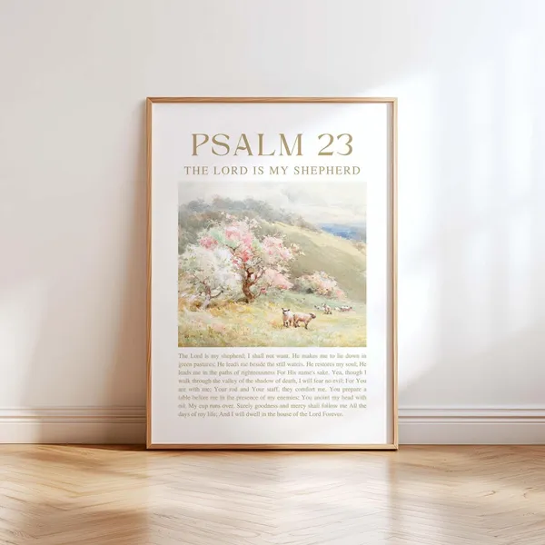 Psalm 23 Vintage Bible Verse Art Print