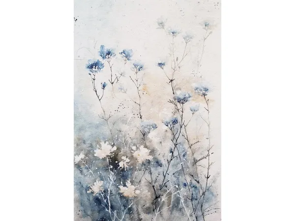 Wildflowers Meadow Watercolor Art Print, Botanical Decor