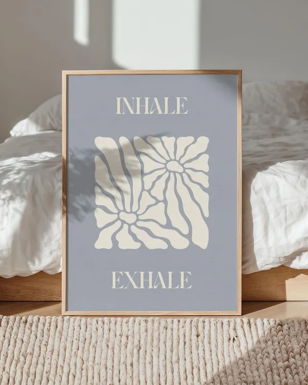 Inhale Exhale Positive Quote Art Print, Zen Decor