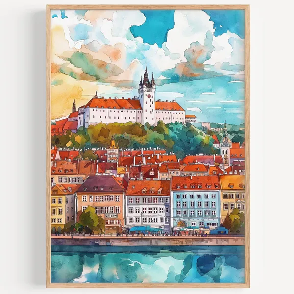 Bratislava Watercolor Travel Poster, Slovakia Decor