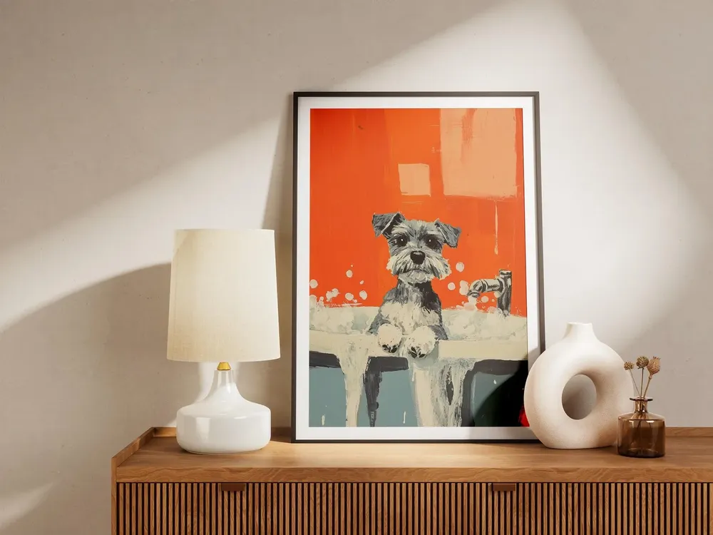 Miniature Schnauzer Puppy Art Print, Nursery Decor - Image 4