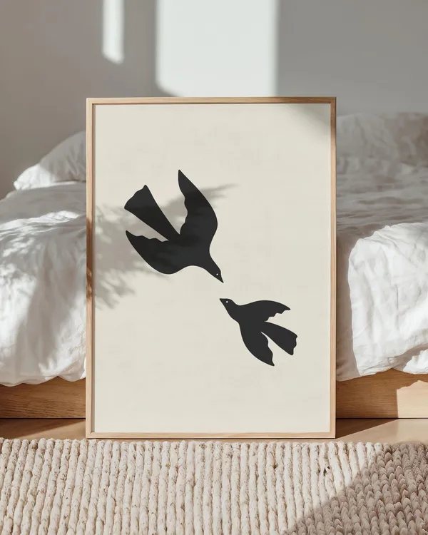 Minimalist Birds Abstract Boho Art Print