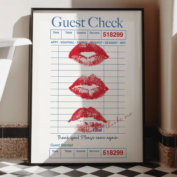 Guest Check Kiss Lips Trendy Poster Art Print