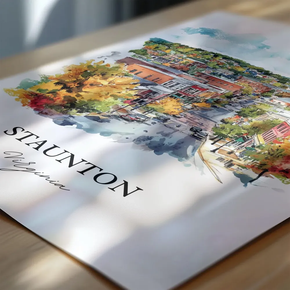 Staunton VA Watercolor Travel Poster, Virginia - Image 6