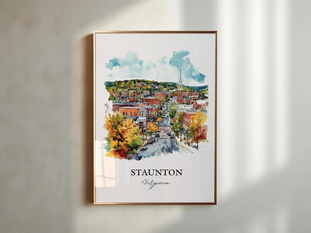 Staunton VA Watercolor Travel Poster, Virginia - Image 4