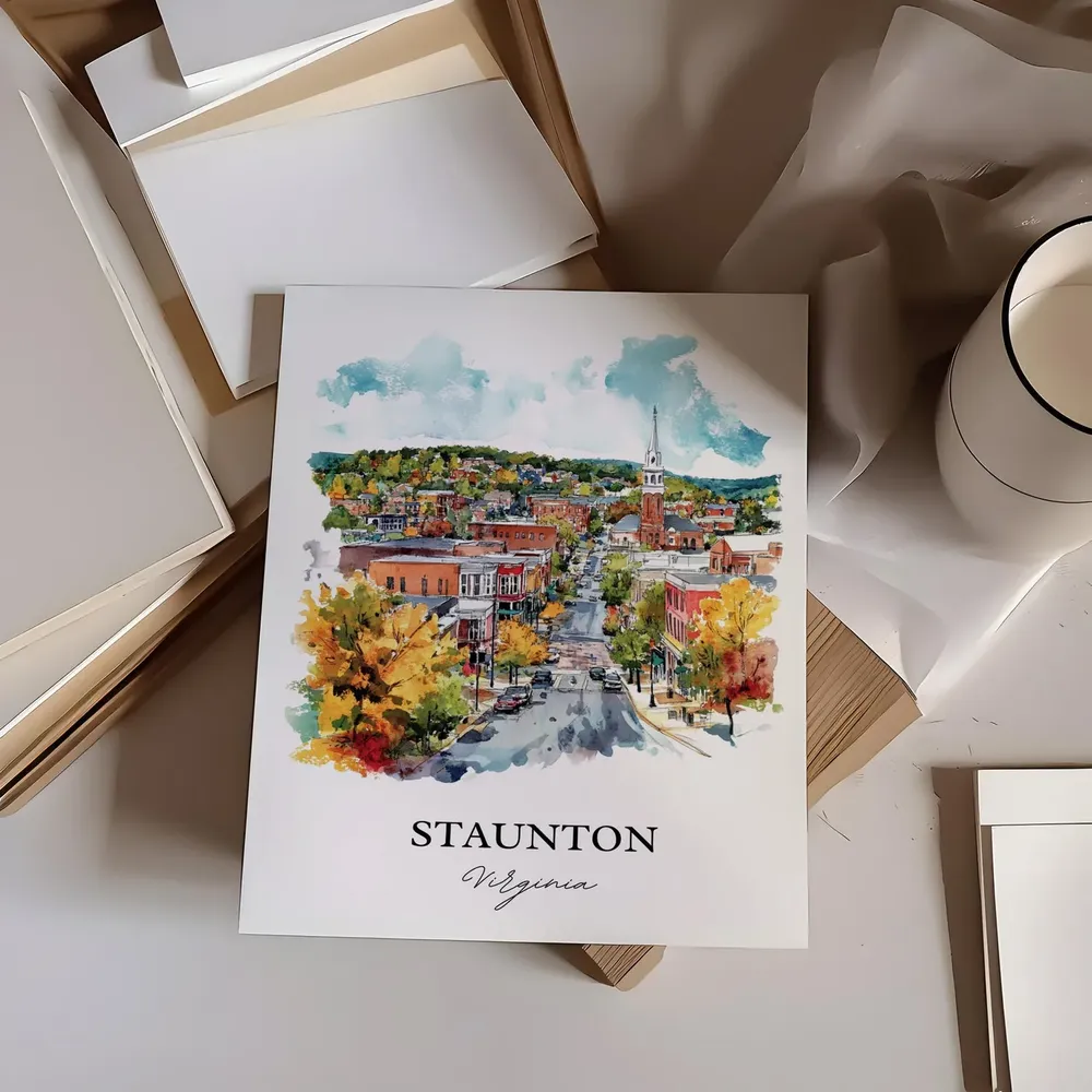 Staunton VA Watercolor Travel Poster, Virginia - Image 5