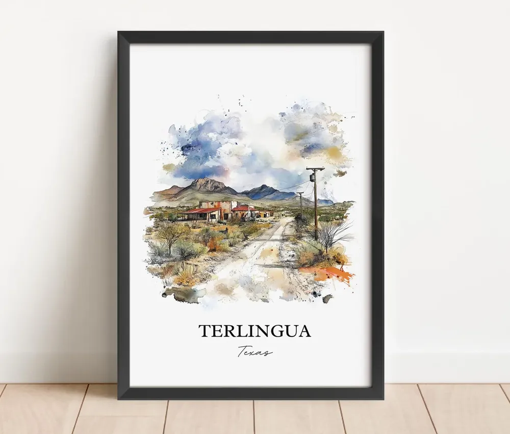 Terlingua TX Watercolor Travel Poster, Texas - Image 3