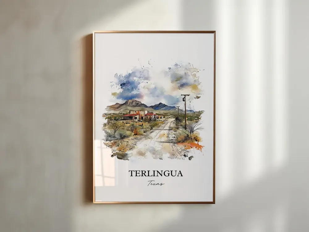 Terlingua TX Watercolor Travel Poster, Texas - Image 4