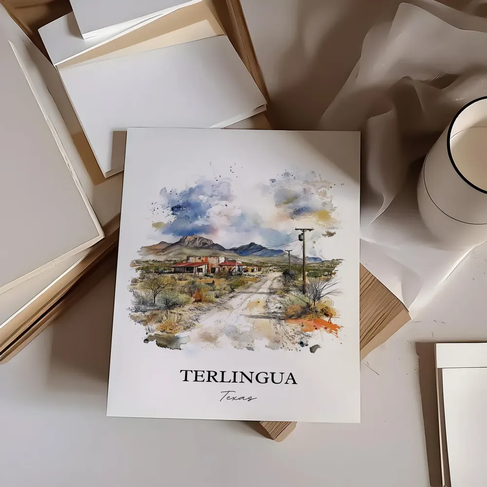 Terlingua TX Watercolor Travel Poster, Texas - Image 2