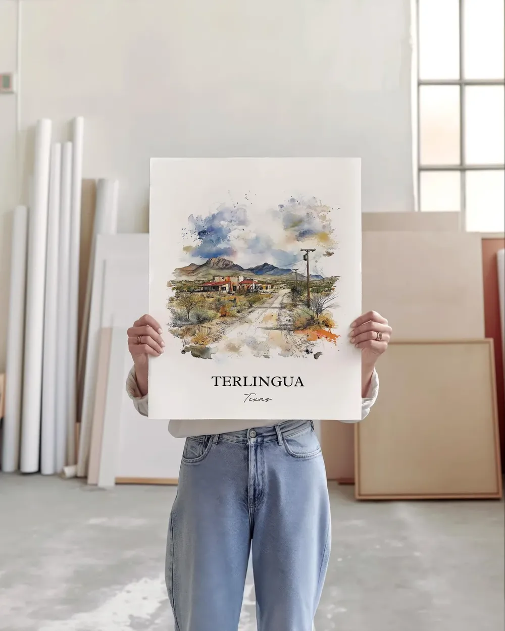 Terlingua TX Watercolor Travel Poster, Texas - Image 5