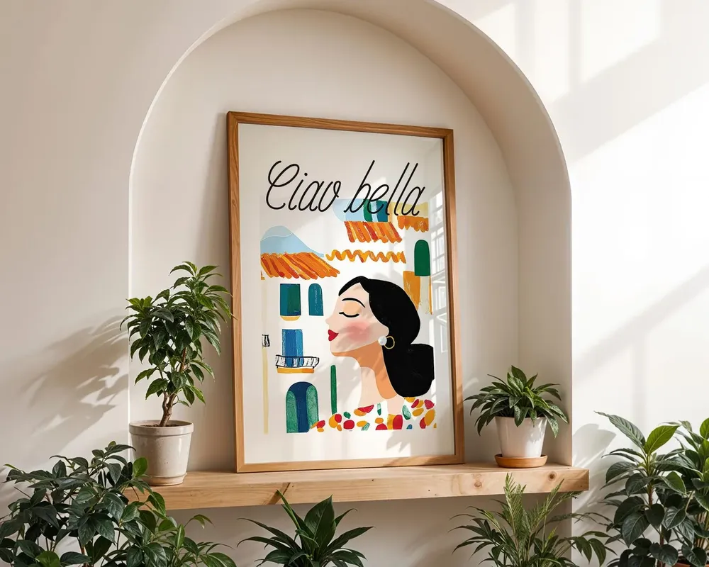 Ciao Bella Hello Beautiful Mediterranean Woman Travel Poster - Image 3