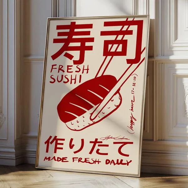 Sushi Japandi Kitchen Decor Wall Art Print