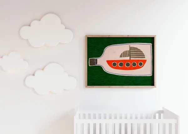 Ship In A Bottle Print, Eclectic Nursery Decor