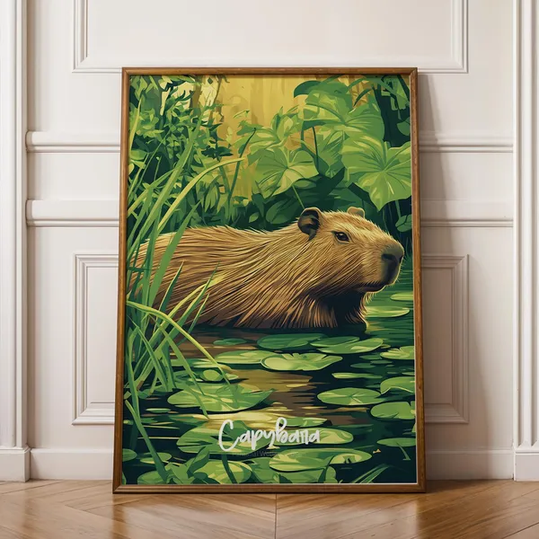 Capybara Cute Animal Art Print For Home Decor
