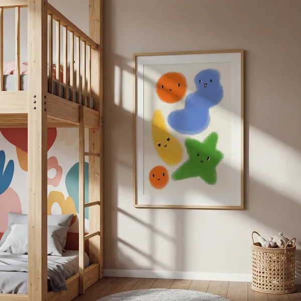 Emotion Blob Print, Retro Nursery Decor Art Print