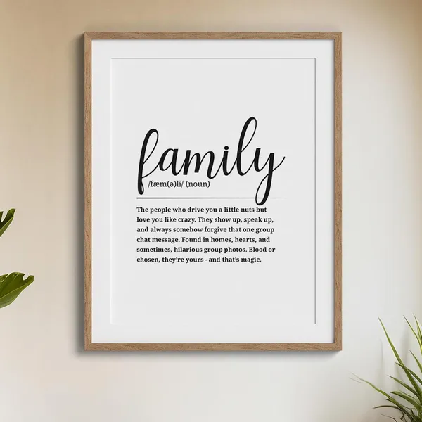 Family Definition Quote Poster, Living Room Decor