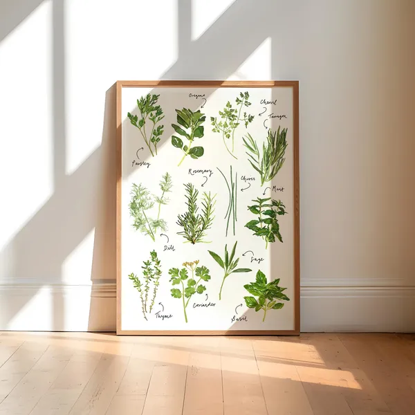 Herbs Art Print, Kitchen Decor Wall Art