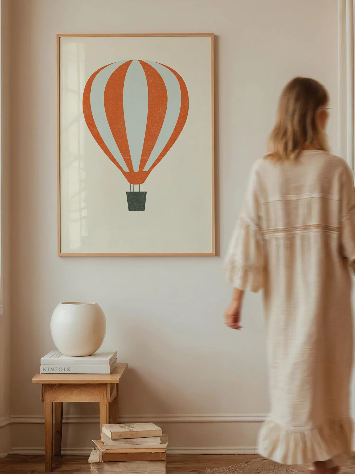 Hot Air Balloon Nursery Print, Minimalist Adventure Decor