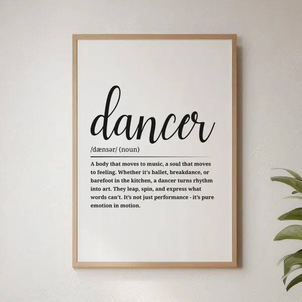 Dancer Definition Poster, Elegant Dance Decor